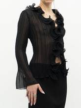 Load image into Gallery viewer, Vintage x SIMON CHANG Sheer Black Ruffled Blouse (XS, S)