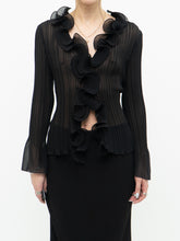 Load image into Gallery viewer, Vintage x SIMON CHANG Sheer Black Ruffled Blouse (XS, S)