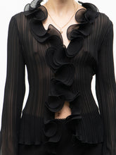 Load image into Gallery viewer, Vintage x SIMON CHANG Sheer Black Ruffled Blouse (XS, S)