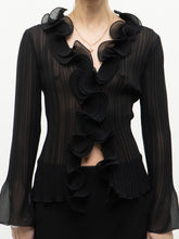 Load image into Gallery viewer, Vintage x SIMON CHANG Sheer Black Ruffled Blouse (XS, S)