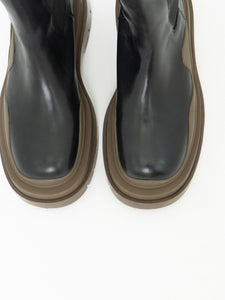 ALIAS MAE x Black, Brown Leather Platform Boot (10, 10.5)