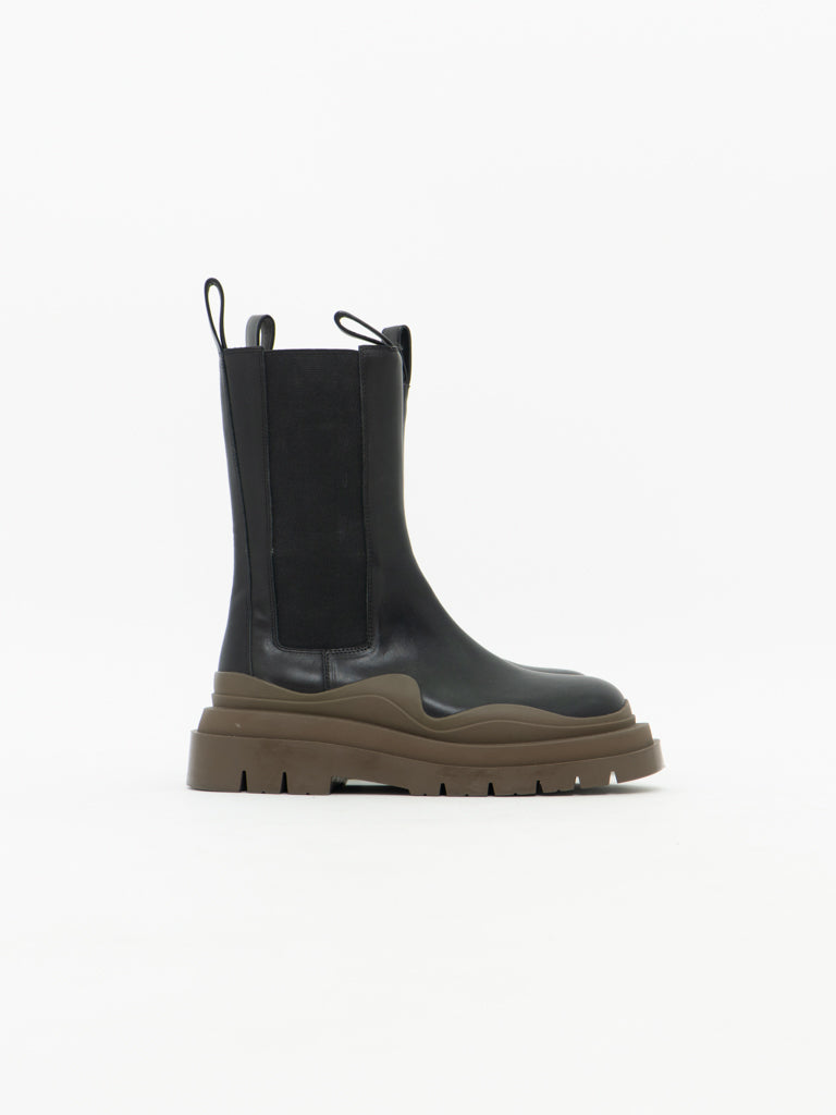 ALIAS MAE x Black, Brown Leather Platform Boot (10, 10.5)