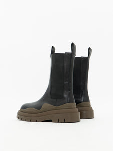 ALIAS MAE x Black, Brown Leather Platform Boot (10, 10.5)