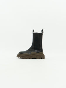 ALIAS MAE x Black, Brown Leather Platform Boot (10, 10.5)