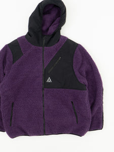 HUF x Purple, Black Hooded Fleece Jacket (L-XXL)