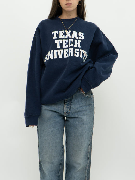 Vintage x Made in USA x 1995 Texas Tech University Faded Navy Crewneck (XS-L)