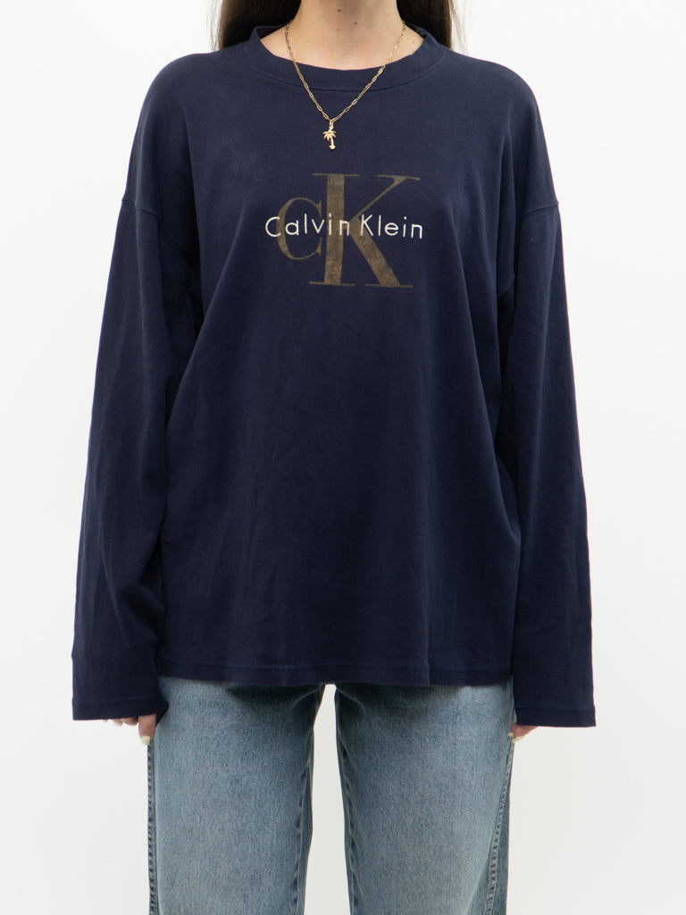 Vintage x CALVIN KLEIN Long Sleeve Navy Tee (XS-L)