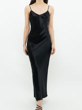 Load image into Gallery viewer, Vintage x VITTORIA VIRINI 90s Black Satin Open-back Dress (S, M)