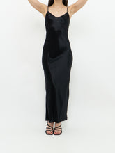 Load image into Gallery viewer, Vintage x VITTORIA VIRINI 90s Black Satin Open-back Dress (S, M)