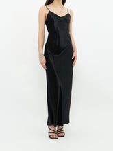 Load image into Gallery viewer, Vintage x VITTORIA VIRINI 90s Black Satin Open-back Dress (S, M)