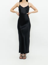 Load image into Gallery viewer, Vintage x VITTORIA VIRINI 90s Black Satin Open-back Dress (S, M)