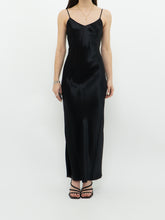 Load image into Gallery viewer, Vintage x VITTORIA VIRINI 90s Black Satin Open-back Dress (S, M)