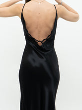 Load image into Gallery viewer, Vintage x VITTORIA VIRINI 90s Black Satin Open-back Dress (S, M)