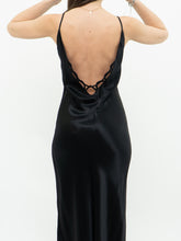 Load image into Gallery viewer, Vintage x VITTORIA VIRINI 90s Black Satin Open-back Dress (S, M)