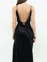 Load image into Gallery viewer, Vintage x VITTORIA VIRINI 90s Black Satin Open-back Dress (S, M)