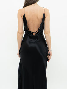 Vintage x VITTORIA VIRINI 90s Black Satin Open-back Dress (S, M)