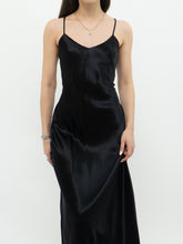 Load image into Gallery viewer, Vintage x VITTORIA VIRINI 90s Black Satin Open-back Dress (S, M)