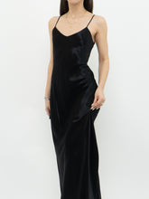 Load image into Gallery viewer, Vintage x VITTORIA VIRINI 90s Black Satin Open-back Dress (S, M)