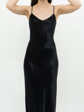 Load image into Gallery viewer, Vintage x VITTORIA VIRINI 90s Black Satin Open-back Dress (S, M)