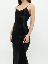 Load image into Gallery viewer, Vintage x VITTORIA VIRINI 90s Black Satin Open-back Dress (S, M)