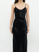 Load image into Gallery viewer, Vintage x VITTORIA VIRINI 90s Black Satin Open-back Dress (S, M)