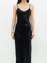 Load image into Gallery viewer, Vintage x VITTORIA VIRINI 90s Black Satin Open-back Dress (S, M)