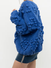 Load image into Gallery viewer, Modern x Chunky Blue Raised Heart Handknit Sweater (XS-XL)