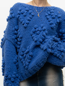 Modern x Chunky Blue Raised Heart Handknit Sweater (XS-XL)