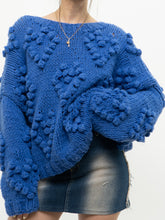 Load image into Gallery viewer, Modern x Chunky Blue Raised Heart Handknit Sweater (XS-XL)