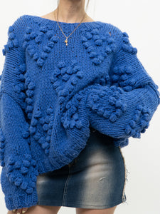 Modern x Chunky Blue Raised Heart Handknit Sweater (XS-XL)