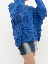 Load image into Gallery viewer, Modern x Chunky Blue Raised Heart Handknit Sweater (XS-XL)