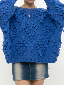 Modern x Chunky Blue Raised Heart Handknit Sweater (XS-XL)