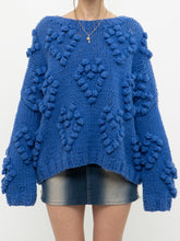 Load image into Gallery viewer, Modern x Chunky Blue Raised Heart Handknit Sweater (XS-XL)