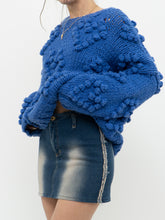 Load image into Gallery viewer, Modern x Chunky Blue Raised Heart Handknit Sweater (XS-XL)