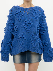 Modern x Chunky Blue Raised Heart Handknit Sweater (XS-XL)