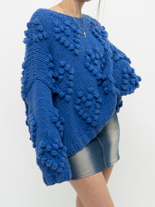 Modern x Chunky Blue Raised Heart Handknit Sweater (XS-XL)