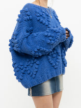 Load image into Gallery viewer, Modern x Chunky Blue Raised Heart Handknit Sweater (XS-XL)