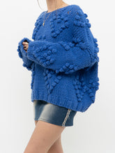 Load image into Gallery viewer, Modern x Chunky Blue Raised Heart Handknit Sweater (XS-XL)