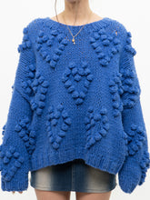 Load image into Gallery viewer, Modern x Chunky Blue Raised Heart Handknit Sweater (XS-XL)