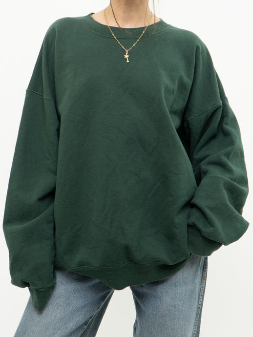 Vintage x Hanes Cotton Heavy Weight Forest Green Crewneck (XS-XL)