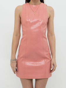 ALICE + OLIVIA x Pink Faux Leather Croc Mini Dress (XS, S)