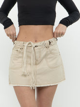 Load image into Gallery viewer, Vintage x Beige Fringe Belted Mini Skirt (M, L)