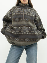Load image into Gallery viewer, Vintage x Grey Patterned Quarter-zip Fleece (XS-XL)