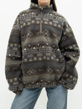 Load image into Gallery viewer, Vintage x Grey Patterned Quarter-zip Fleece (XS-XL)