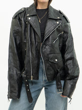 Load image into Gallery viewer, Vintage x Stitch Panelled Black Leather Biker Jacket (XS-L)