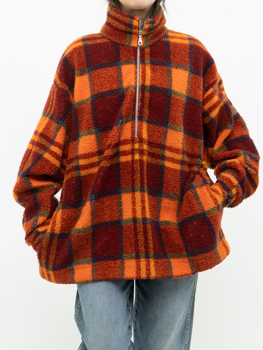 Vintage x WINDRIVER Made in Canada x Orange Plaid Fleece (XS-XL)
