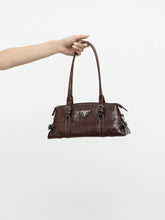 Load image into Gallery viewer, Vintage x bootleg PRADA Brown Faux Leather Croc Purse