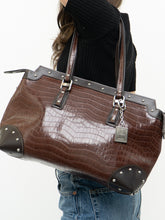 Load image into Gallery viewer, Vintage x NINE WEST Brown Faux Leather Croc Purse