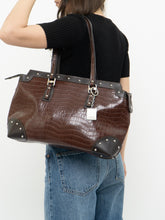 Load image into Gallery viewer, Vintage x NINE WEST Brown Faux Leather Croc Purse