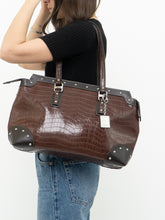Load image into Gallery viewer, Vintage x NINE WEST Brown Faux Leather Croc Purse